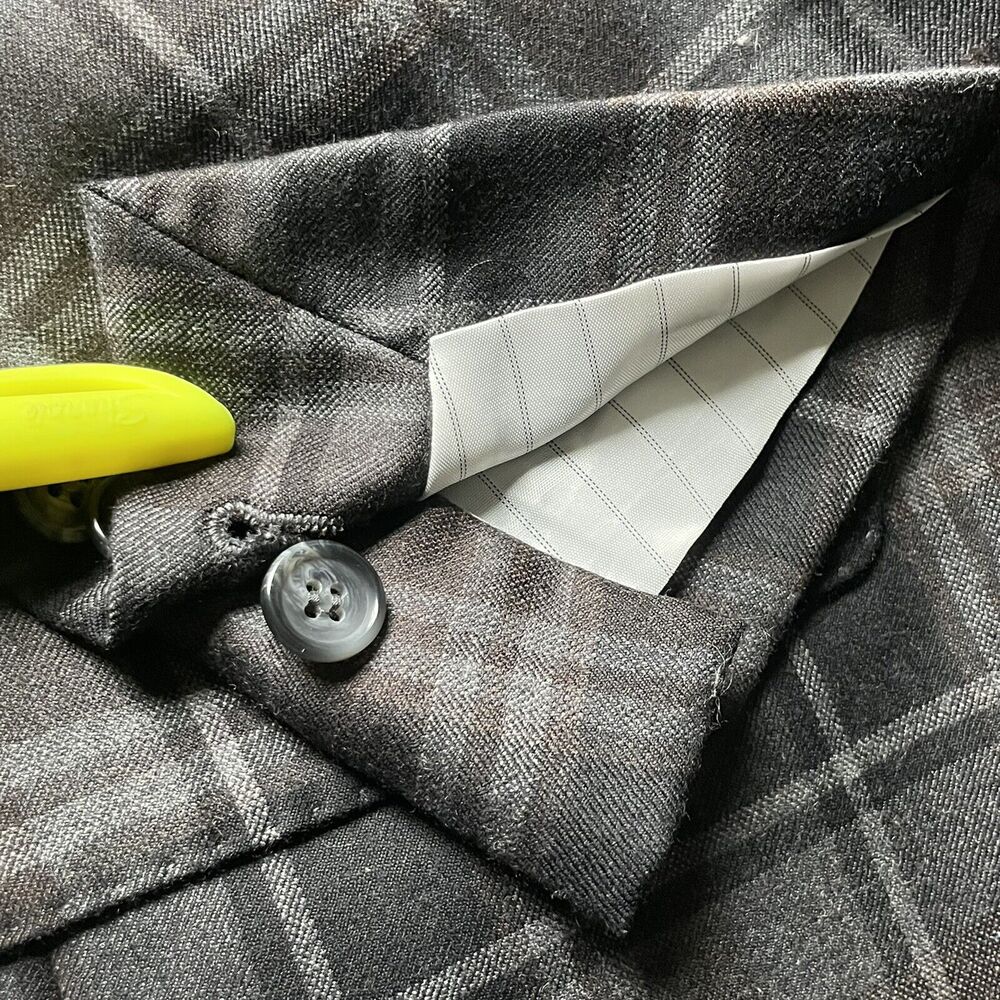 Holland & Sherry Sport Coat Mens 44 R Gray Plaid Sherrykash Wool Cashmere Savile - Picture 8 of 11